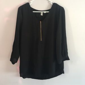 Black Zipper Blouse